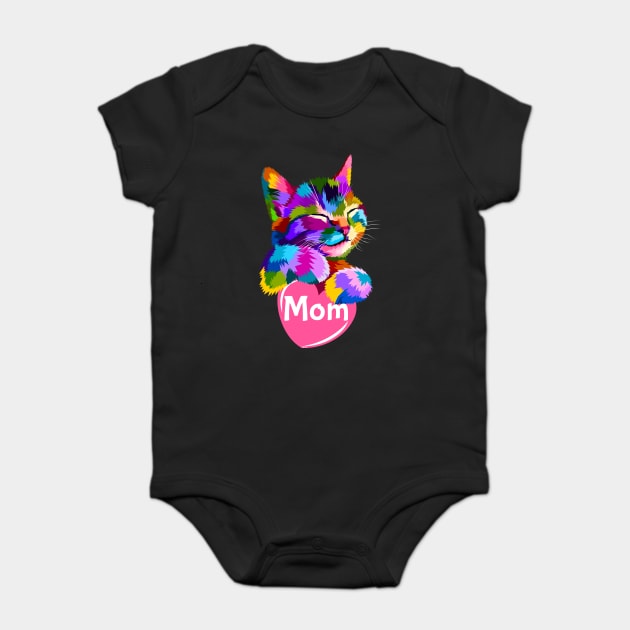 Cat Mom Heart Baby Bodysuit by creative